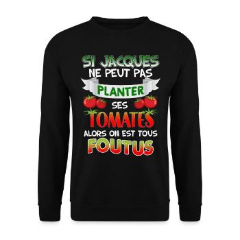 Jacques Et Ses Tomates Cadeau Humour Jardinier - Sweat-shirt Unisexe - noir - Devant - Alina (178cm) & Michal (187cm)