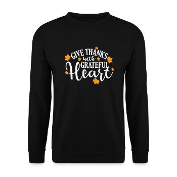 Give Thanks with Grateful Heart USA Holiday - Unisex Sweatshirt - black - Front - Alina (178cm) & Michal (187cm)