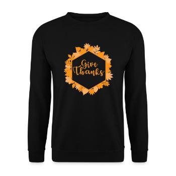 Give Thanks Family USA America Holiday - Unisex Sweatshirt - black - Front - Alina (178cm) & Michal (187cm)