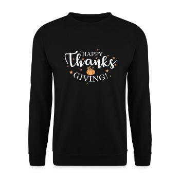 Happy Thanks Giving USA Thanksgiving Holiday - Unisex Sweatshirt - black - Front - Alina (178cm) & Michal (187cm)