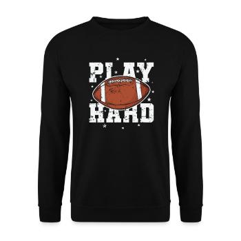 Play Hard American Football Sport USA - Unisex Pullover - Schwarz - Vorne - Alina (178cm) & Michal (187cm)