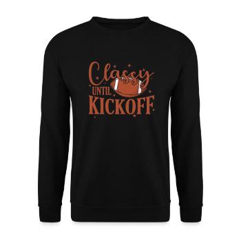 Classy until Kickoff American Football - Unisex Pullover - Schwarz - Vorne - Alina (178cm) & Michal (187cm)