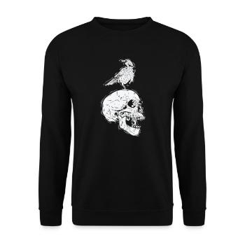 Crow on a bone skull raven bird - Unisex Sweatshirt - black - Front - Alina (178cm) & Michal (187cm)