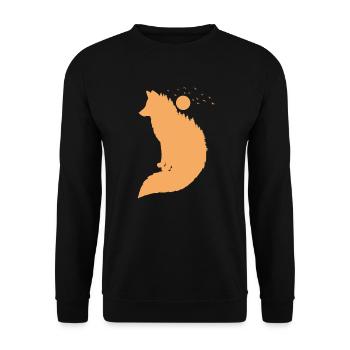 Fuchs vor Mond Rotfuchs Wildtier - Unisex Pullover - Schwarz - Vorne - Alina (178cm) & Michal (187cm)