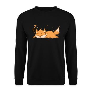 Fuchs schläft niedlich Tierpark Zoo - Unisex Pullover - Schwarz - Vorne - Alina (178cm) & Michal (187cm)