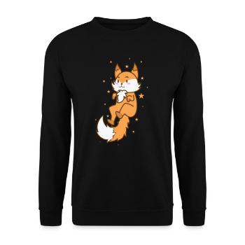 Fuchs im Weltall Zoo Tier Natur Umwelt - Unisex Pullover - Schwarz - Vorne - Alina (178cm) & Michal (187cm)