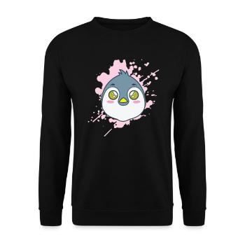 Penguin in Japanese kawaii style animal - Unisex Sweatshirt - black - Front - Alina (178cm) & Michal (187cm)