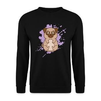 Carlin pour chien dans un animal japonais de style kawaii - Sweat-shirt Unisexe - noir - Devant - Alina (178cm) & Michal (187cm)