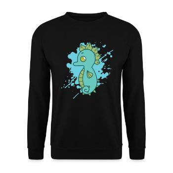 Seahorse in Japanese kawaii style animal - Unisex Sweatshirt - black - Front - Alina (178cm) & Michal (187cm)