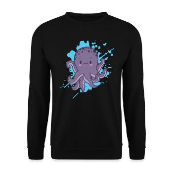 Octopus Octopus in Kawaii style animal Japan - Unisex Sweatshirt - black - Front - Alina (178cm) & Michal (187cm)