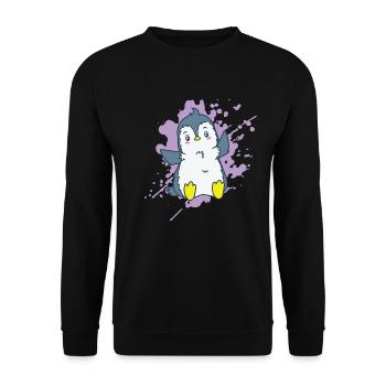 Penguin rejoices in kawaii style animal - Unisex Sweatshirt - black - Front - Alina (178cm) & Michal (187cm)