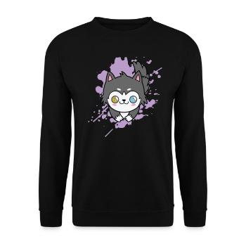 Chat avec une couleur d’yeux différente kawaii - Sweat-shirt Unisexe - noir - Devant - Alina (178cm) & Michal (187cm)