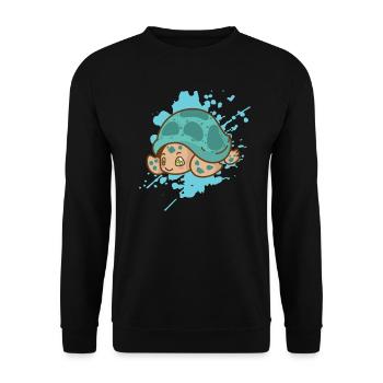 Turtle in Japanese kawaii style animal - Unisex Sweatshirt - black - Front - Alina (178cm) & Michal (187cm)