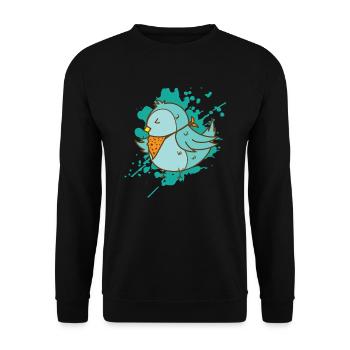 Oiseau avec bavoir dans un animal de style kawaii - Sweat-shirt Unisexe - noir - Devant - Alina (178cm) & Michal (187cm)