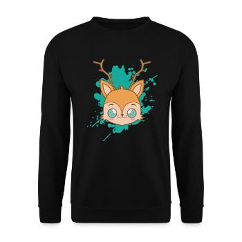 Cerf cerf dans un animal japonais de style kawaii - Sweat-shirt Unisexe - noir - Devant - Alina (178cm) & Michal (187cm)