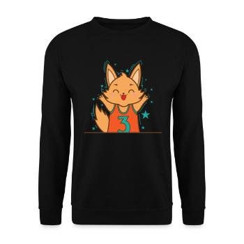 Kaninchen im japanischen Kawaii Stil Tier - Unisex Pullover - Schwarz - Vorne - Alina (178cm) & Michal (187cm)
