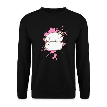 Katzen im japanischen Kawaii Stil süß - Unisex Pullover - Schwarz - Vorne - Alina (178cm) & Michal (187cm)