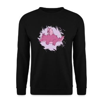 dicker Drache Fantasie Tier niedlich - Unisex Pullover - Schwarz - Vorne - Alina (178cm) & Michal (187cm)