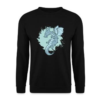 Drache in der Luft Fantasie Tier Fabel - Unisex Pullover - Schwarz - Vorne - Alina (178cm) & Michal (187cm)