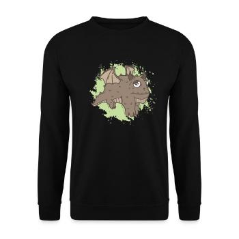 Gros dragon dans kawaii drôle d’animal - Sweat-shirt Unisexe - noir - Devant - Alina (178cm) & Michal (187cm)