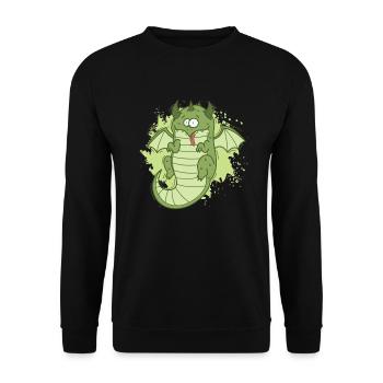 Fat Dragon Looks Funny Animal - Unisex Sweatshirt - black - Front - Alina (178cm) & Michal (187cm)