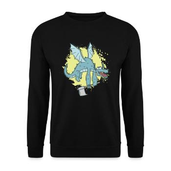 Drôle de dragon avec hache animal mignon - Sweat-shirt Unisexe - noir - Devant - Alina (178cm) & Michal (187cm)