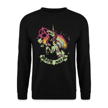 Death Metal Einhorn Musik Metal Head Rocker Heavy - Unisex Pullover - Schwarz - Vorne - Alina (178cm) & Michal (187cm)