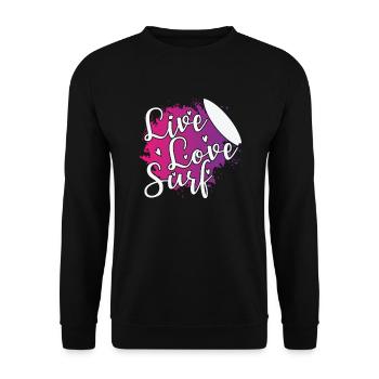 Live Love Surf Surfing Water Sports Wind - Unisex Sweatshirt - black - Front - Alina (178cm) & Michal (187cm)