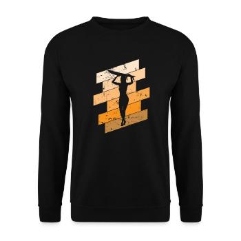 Surfing Woman with Surfboard Surfing Wind - Unisex Sweatshirt - black - Front - Alina (178cm) & Michal (187cm)