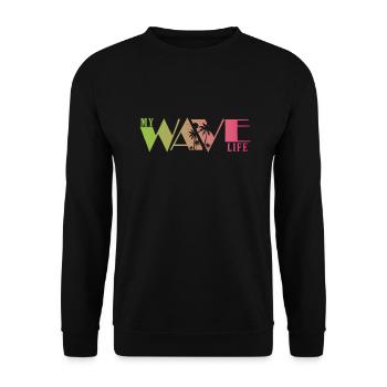 Wave Life Surfing Water Sports - Unisex Sweatshirt - black - Front - Alina (178cm) & Michal (187cm)