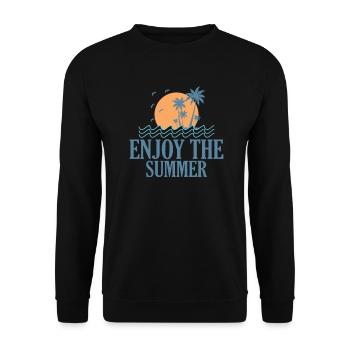 Enjoy the Summer surfen Wellenreiten - Unisex Pullover - Schwarz - Vorne - Alina (178cm) & Michal (187cm)