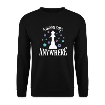 Une reine va n’importe où Casse-tête aux échecs - Sweat-shirt Unisexe - noir - Devant - Alina (178cm) & Michal (187cm)