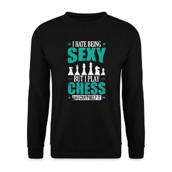 I hate being Sexy but I play Chess Schach - Unisex Sweatshirt - black - Front - Alina (178cm) & Michal (187cm)