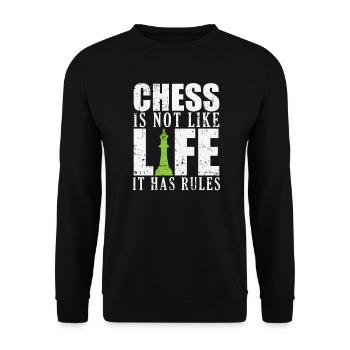 Chess is not like Life it has Rules Schach - Unisex Sweatshirt - black - Front - Alina (178cm) & Michal (187cm)