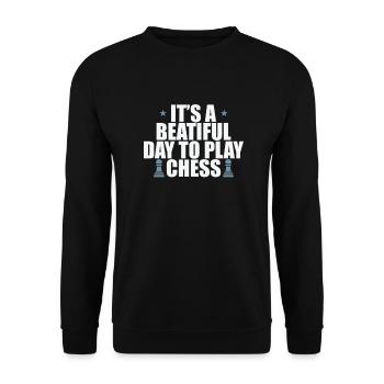 It's a beautiful Day to play Chess Schach - Unisex Sweatshirt - black - Front - Alina (178cm) & Michal (187cm)
