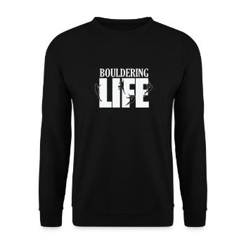 Bouldering Life Hobby Klettern Sport - Unisex Pullover - Schwarz - Vorne - Alina (178cm) & Michal (187cm)