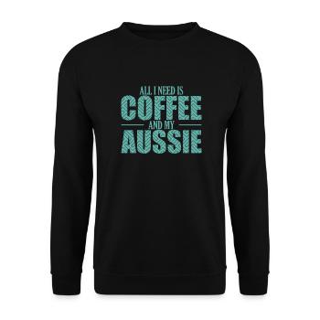All I need is Coffee and my Aussie Shepherd - Unisex Sweatshirt - black - Front - Alina (178cm) & Michal (187cm)