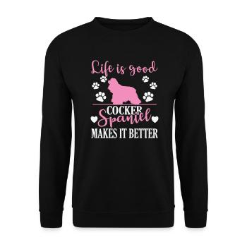 Life is good cocker spaniel makes it better - Unisex Sweatshirt - black - Front - Alina (178cm) & Michal (187cm)