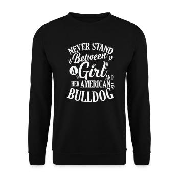 Ne vous tenez jamais entre une fille et son bouledogue - Sweat-shirt Unisexe - noir - Devant - Alina (178cm) & Michal (187cm)