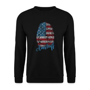 Drapeau des États-Unis Empreinte de pouce Tête de chien - Sweat-shirt Unisexe - noir - Devant - Alina (178cm) & Michal (187cm)