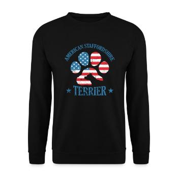 Staffordshire Terrier Paw dans le drapeau des États-Unis - Sweat-shirt Unisexe - noir - Devant - Alina (178cm) & Michal (187cm)