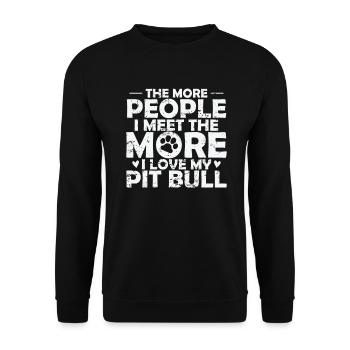 Moins de gens Plus de pit-bulls Chien Amour - Sweat-shirt Unisexe - noir - Devant - Alina (178cm) & Michal (187cm)