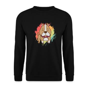 Pit Bull Comic Zeichnung Hund Haustier - Unisex Pullover - Schwarz - Vorne - Alina (178cm) & Michal (187cm)