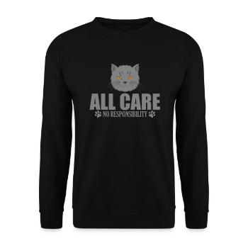 All Care No Responsibility British Shorthair - Unisex Pullover - Schwarz - Vorne - Alina (178cm) & Michal (187cm)