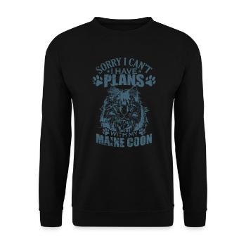 Désolé, je ne peux pas avoir de plans avec mon Maine Coon - Sweat-shirt Unisexe - noir - Devant - Alina (178cm) & Michal (187cm)