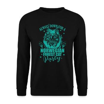 Always down for a Norwegian Forest Cat Party - Unisex Sweatshirt - black - Front - Alina (178cm) & Michal (187cm)