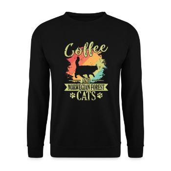 Café et gueule de bois des chats des forêts norvégiennes - Sweat-shirt Unisexe - noir - Devant - Alina (178cm) & Michal (187cm)