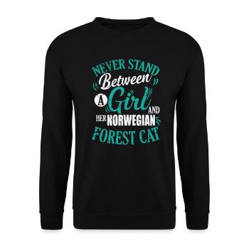 Ne vous tenez jamais entre une fille et son chat norvégien - Sweat-shirt Unisexe - noir - Devant - Alina (178cm) & Michal (187cm)