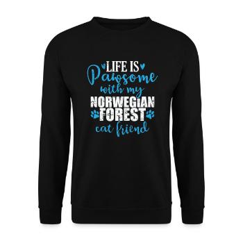 Life is Pawsome with my Norwegian Forest Cat - Unisex Sweatshirt - black - Front - Alina (178cm) & Michal (187cm)