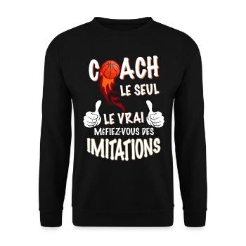Coach basket humour Sport Basketball - Sweat-shirt Unisexe - noir - Devant - Alina (178cm) & Michal (187cm)